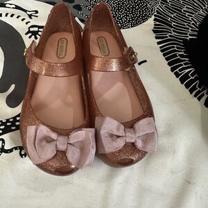 Mini Melissa Glittery Pink Mary Jane Shoes